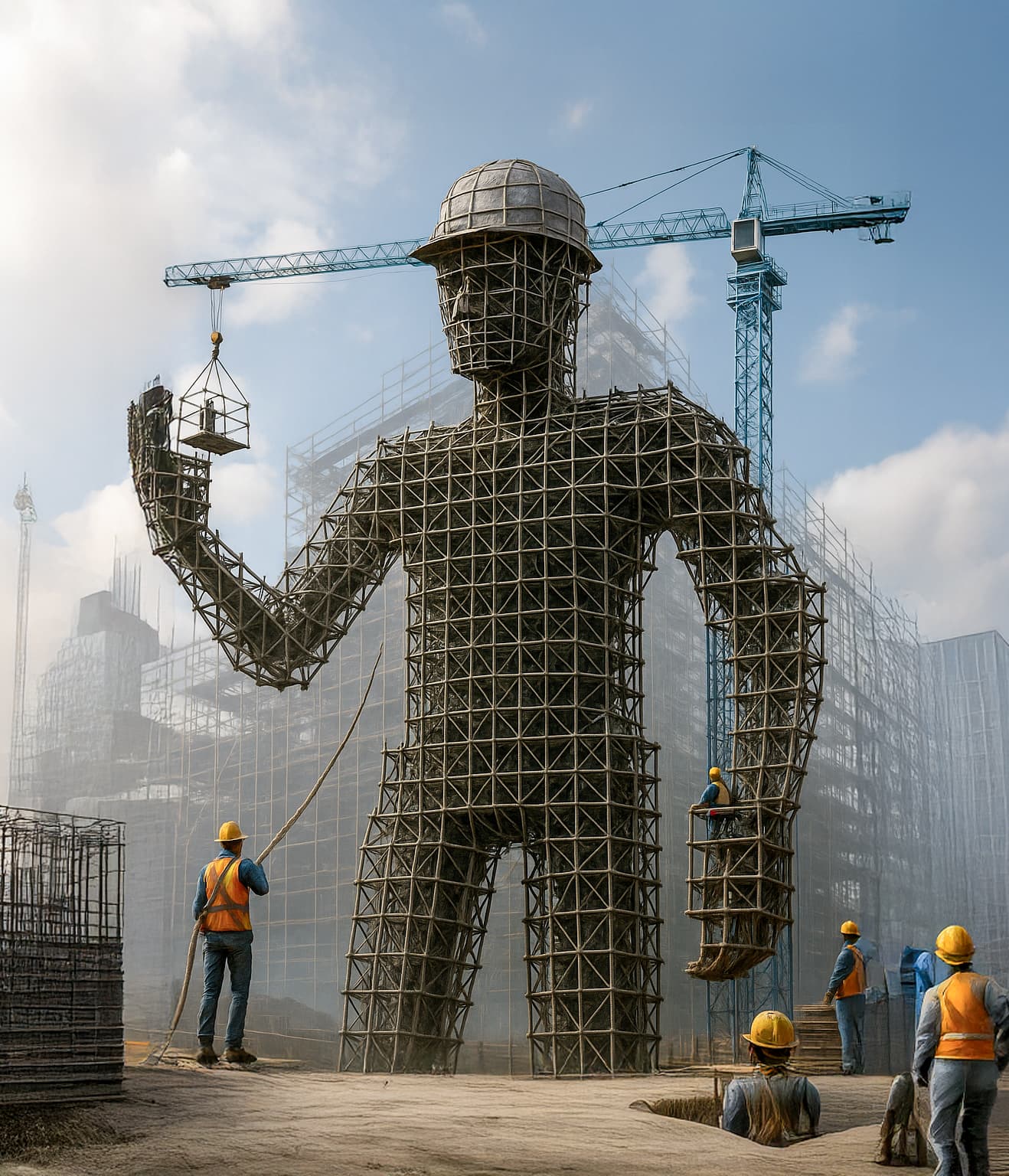 Scaffolding equipment near construction site